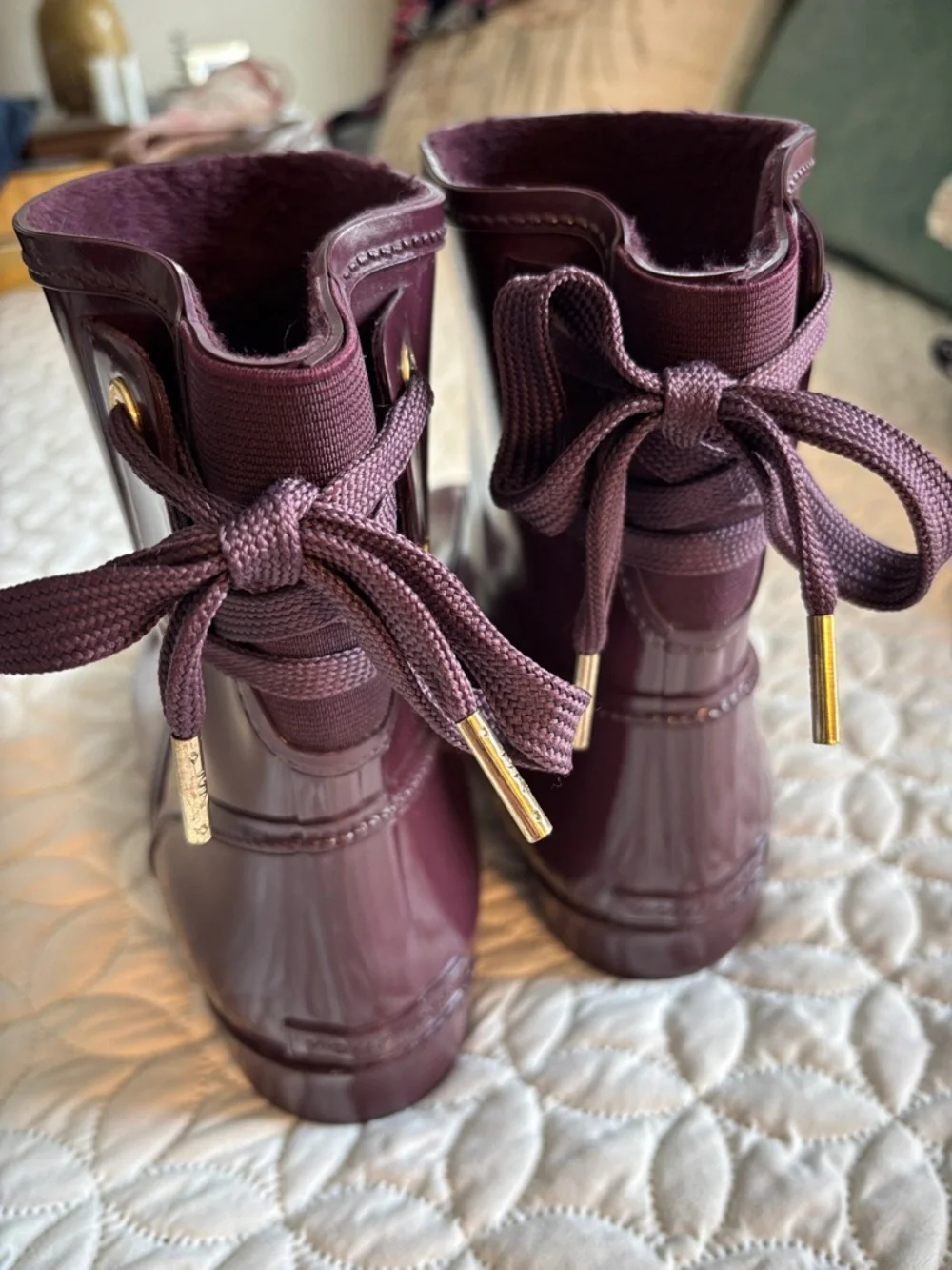 Michael Kors Plum Rain/Snow Boots size 10 EUC